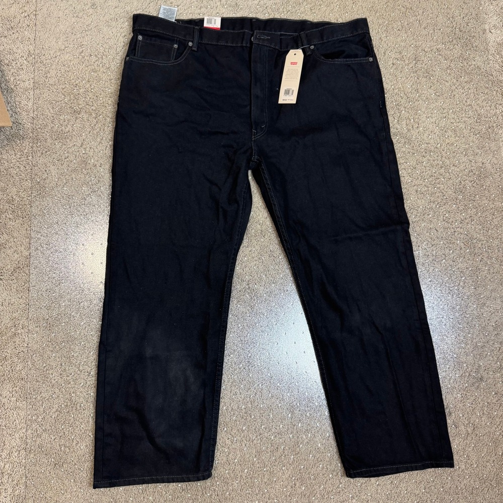 Levis 505 Regular Fit Straight Leg Jeans Mens 48x30 Big & Tall Black Denim NWT - Picture 1 of 11